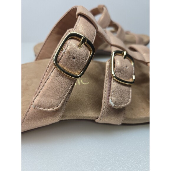 Vionic Misa Metallic Rose Gold Adjustable 3 Strap Slide Sandal Size 9  Comfort - Picture 11 of 12